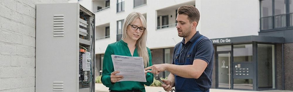 Vrouw gebruikt een checklist om een offerte te beoordelen op alle aandachtspunten.