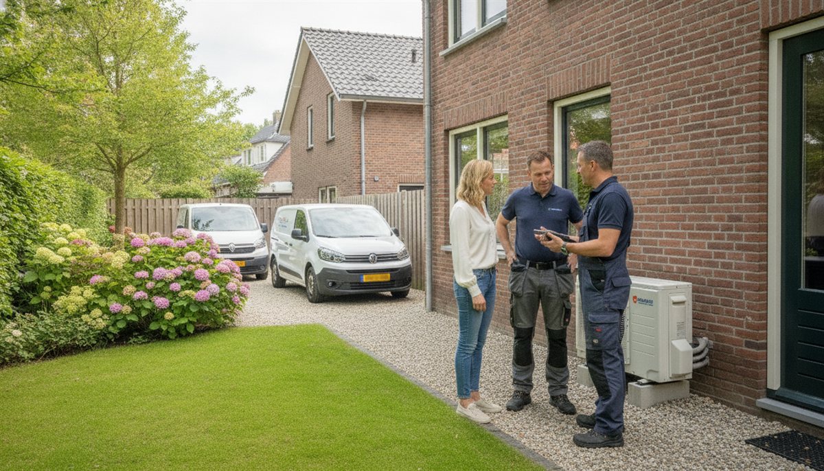 Stel in gesprek met twee verschillende warmtepomp-installateurs bij hun woning